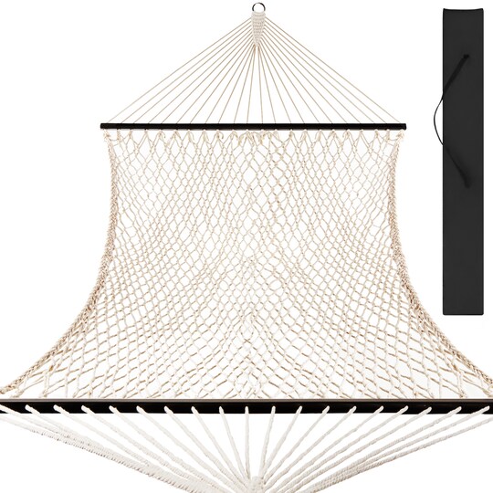 Best Choice Products 2-Person Woven Cotton Rope Double Hammock for Backyard w/ Spreader Bars, Carrying Case